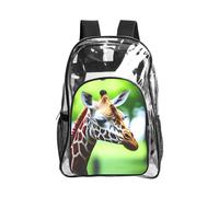 JIUTY Sac à dos de sécurité transparent imprimé girafe en PVC avec poche avant latérale en maille utilitaire moderne