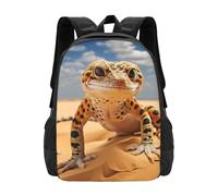 JIUTY Sac à dos gecko motif léopard sable pour l'université, sac à dos robuste pour voyage, affaires, collège lycée, voyage en plein air, Noir , taille unique