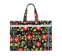 JIUTY Sacs fourre-tout en toile style broderie ukrainienne rose 38,1 x 26,7 cm, sacs d'épicerie réutilisables unis pour l'artisanat et la peinture, Noir , Taille unique