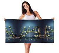 JIUTY Serviette de plage imprimée jaune formule mathématique, 1 pièce, velours peau de pêche, séchage rapide, légère, pour plage, gym, extérieur, intérieur
