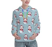 JIUTY Sweat à capuche doublé pour femme avec poche avant et inscription Merry Christmas Lovely Snowman, Noir , XXL