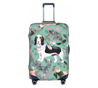 JIUTY Sweet Basset Hound Grande housse de valise extensible avec impression double face, garde les bagages fermés, blanc, S