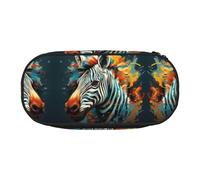 JIUTY Trousse à crayons avec motif animal abstrait zèbre mignon et esthétique de grande capacité avec fermeture éclair, organiseur de bureau portable pour adultes, Noir , Taille unique, Organiseur de