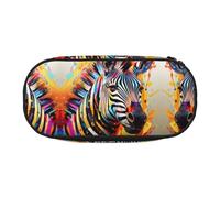 JIUTY Trousse à crayons avec motif animal abstrait zèbre mignon et esthétique de grande capacité avec fermeture éclair, organiseur de bureau portable pour adultes, Noir , Taille unique, Organiseur de