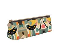 JIUTY Trousse à crayons avec motif chat d'art moderne du milieu du siècle, petite pochette à fermeture éclair pour crayons, stylos, marqueurs, maquillage, pièces de monnaie, blanc, Taille unique