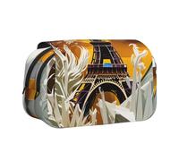 JIUTY Trousse à crayons de grande capacité avec impression de la Tour Eiffel de Paris pour enfants avec double couche pour l'école, le bureau, l'université, Noir , Taille unique, Organiseur de sac