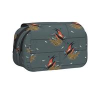 JIUTY Trousse à crayons de grande capacité avec impression d'hirondelle grange en graphite, trousse de papeterie pour enfants avec double couche pour l'école, le bureau, l'université, Noir , Taille