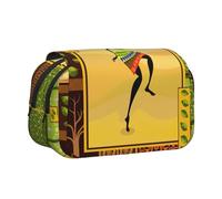 JIUTY Trousse à crayons de grande capacité avec impression femme africaine pour enfants avec double couche pour l'école, le bureau, l'université, Noir , Taille unique, Organiseur de sac