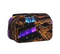 JIUTY Trousse à crayons de grande capacité avec impression vue nocturne de Las Vegas pour enfants avec double couche pour l'école, le bureau, l'université, Noir , Taille unique, Organiseur de sac