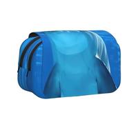 JIUTY Trousse à crayons de grande capacité, motif dauphin avec impression souriante, trousse de papeterie pour enfants avec double couche pour l'école, le bureau, l'université, Noir , Taille unique