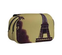 JIUTY Trousse à crayons grande capacité avec double couche pour l'école, le bureau, l'université Motif Tour Eiffel Paris, Noir , Taille unique, Organiseur de sac