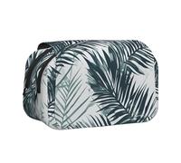 JIUTY Trousse à crayons transparente avec motif feuille de palmier - Grande capacité - Trousse de papeterie pour enfants avec double couche pour l'école, le bureau, l'université, Noir , Taille unique