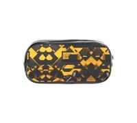 JIUTY Trousse à stylos transparente élégante jaune moutarde et noire avec fermeture éclair lisse, sac de papeterie multifonction pour l'école et le bureau