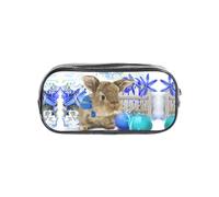 JIUTY Trousse transparente élégante avec fermeture éclair lisse, motif œufs de Pâques, lapin pour l'école et le bureau