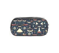 JIUTY Trousse transparente élégante sur le thème nautique pirate avec fermeture éclair lisse, sac de papeterie multifonction pour l'école et le bureau