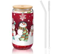 JIUTY Verres à boire avec couvercles et paille en verre, 1 tasse en verre de 473,6 g, verres à bière glacée et café