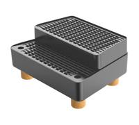 Jiuvaso 1 Rampe pour Bac à Litière avec Marche Réglable Plateau Étanche Amovible Tapis Double Couche Filtrant Pieds Antidérapants Sécurisés Convient Aux Chats, Gris Foncé