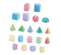 Jiuvaso 20 Blocs géométriques 3D, Formes Solides et géométriques, Fournitures mathématiques créatives et symétriques, pour la Classe des Enfants