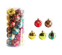 Jiuvaso 30 Pièces Boules de Noël Assortiment de Pendentifs Suspendus Décorations de Sapin en PVC Réutilisable Convient pour Les Fêtes D'Année en Famill, Rouge Vert Or