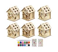 Jiuvaso 6 pièces de bois brut pour un projet de bricolage de Pâques - Maison en bois