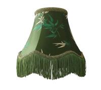 Jiuvaso Abat-jour Textile avec Franges Couvre-lampe Vintage Accessoire d'Éclairage Textile Velours Riche et Élégant Lumière Diffuse Apaisante Adapté à Chambre Hôtel Bureau, Green Bamboo Cone