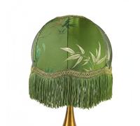 Jiuvaso Abat-jour Textile avec Franges Couvre-lampe Vintage Accessoire d'Éclairage Textile Velours Riche et Élégant Lumière Diffuse Apaisante Adapté à Chambre Hôtel Bureau, Semicircle Bamboo