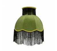 Jiuvaso Abat-jour Tissu E27 Abat-jour Lampshade ampoule Diffuseur Tissu Cousu Élégant pour Lumière Douce et Ambiance Chaleureuse, Largeur 24 Cm, Hauteur 20 Cm, Petit Abat-jour Vert À Pompons