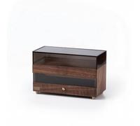 Jiuvaso Armoire de Rangement Organisateur Bureau Tablette Tiroir Vitrine Bois Boîte avec Couvercle Transparent Noix Sud-américaine Protection Anti-poussière, Noyer Noir D Amérique du Nord