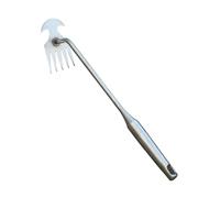 Jiuvaso Arracheur de Mauvaises Herbes à Main en Acier Inoxydable Outil de Déracinement Multifonction avec Poignée Ergonomique Confortable Râteau, 5 Dents, 37.5cmx9.5cmx5.3 Cm