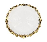 Jiuvaso Assiettes de Présentation à Bordure Dorée, Rondes, En Céramique, pour Décorer Votre Table, Idéales pour Les Steaks, Les Mariages, Les Réceptions et Le, 10 Po