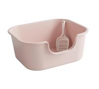 Jiuvaso Bac à Litière pour Chat Plateau Litière Ouvert Haut pour Chatons Lapin Hamster Bac Toilette en Matériau PP Surface Lisse Aération Optimale Adapté à in, Rose