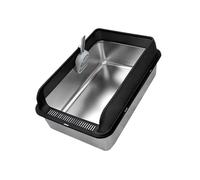 Jiuvaso Bac à Litière pour Chat Plateau Litière Ouvert Paroi Haute Accessoire Ramasse-crottes INOX Intérieur Nettoyage Facile Non Collant Adapté Aux Chats D'I, Noir