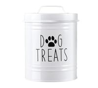 Jiuvaso Boîte de Conservation pour Aliments pour Chiens, Boîte de Rangement, Poignée en Métal Robuste, Cadeaux pour Propriétaires d'animaux, Bocal pour an, Blanc