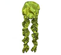 Jiuvaso Bonnet de Nuit Satin Bonnet Cheveux Couvre-cheveux Coiffe de Sommeil Conception Longue pour Chevelures Étendues Rubans Froncés Confort Souple Maintien, Array, Vert