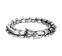 Jiuvaso Bracelet Rétro pour Homme, Forme Jonc, Finition Vintage en Acier Titane, Bijou Tendance, Argent 9,05 Pouces