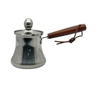 Jiuvaso Cafetière Pot à Café Turc Acier Inoxydable avec Poignée en Bois Résistante Bec Verseur Précis Adapté à la Préparation de Sauces Fusion du Beurre, 350 ML