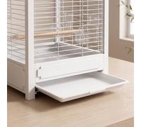 Jiuvaso Cage à Oiseaux Décorative Volière Habitat Structure Carrée Étagé Base Pleine et Porte Avant Plateau Coulissant pour Entretien Crochet Supérieur Adaptée au Salon Balcon Intérieur 30x30x55cm