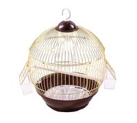 Jiuvaso Cage à Oiseaux en Métal électroplaqué, Habitat pour Perroquet, Cage Suspendue avec Support pour Mangeoire, Facile à Transporter et Décorative, Convien, Or