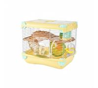 Jiuvaso Cage Hamster Habitat Profond Multifonction Nourrisseur Roue Course Grille Ventilation Base Nettoyage Facile Adapté Famille Bureau, Jaune, 1-Couche 617