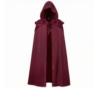 Jiuvaso Cape Gothique Cape Manteau Capuche Liens Tissu Uniforme Longue Traîne Silhouette Structurée Superpositions Effet Théâtral Mise en Scène Convient aux, Rouge, XL