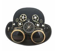 Jiuvaso Chapeau Steampunk Chapeau Vintage Chapeau Costume avec Boussole Frontale et Rivets Construction Robuste pour Garder la Forme Lunettes Amovibles