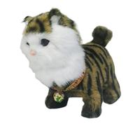 Jiuvaso Chat Interactif Peluche Animée Robotique Chaton Électronique Marchant Miaulant Fonction Parlante Matériau Doux Convient aux Enfants Jeu d'Imitation, Brun