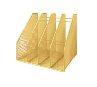 Jiuvaso Classeur Bureau en Métal avec 4 Compartiments, Doré | Organiseur de Rangement pour Documents Dossiers et Classeurs, Rangement Vertical sur Bureau à Domicile et au Travail