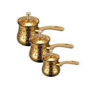 Jiuvaso Coffee Heating Vessel Cafetière Turque Pot à Café Casserole à Lait Intérieur Acier Inoxydable Chauffe Rapide Bec Pratique Finition Soignée Convient Résidence Étudiante, Motif 7 Doré