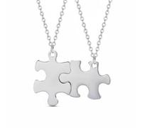 Jiuvaso Collier Pendentif Pièce de Puzzle Couple Amour Collier Ensemble en Acier Inoxydable Poli Antiternissure Personnalisable Adapté aux Anniversaires Cadeaux Port Quotidien, Acier, Vierge