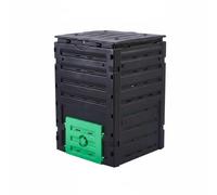 Jiuvaso Composteur de Jardin Conteneur Compost Bac Composteur Boîte Compostage Système Aéré Circulation d'air Continue, Multicolore, Noir + Porte Verte, 500 litres