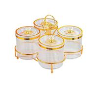 Jiuvaso Condiment Tray Plateau Bols Divisés Desserte Fruits Stockage Boîte à Snacks Nordic En Pp Plateau Organisé pour Noix Bonbons Adapté à Réception, 4 Effacer la grille