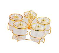Jiuvaso Condiment Tray Plateau Bols Divisés Desserte Fruits Stockage Boîte à Snacks Nordic En Pp Plateau Organisé pour Noix Bonbons Adapté à Réception, 5 Effacer la grille