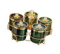 Jiuvaso Condiment Tray Plateau Bols Divisés Desserte Fruits Stockage Boîte à Snacks Nordic En Pp Plateau Organisé pour Noix Bonbons Adapté à Réception, 5 Grille verte