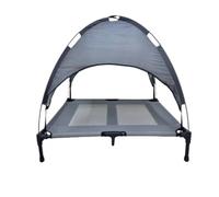 Jiuvaso Couchage Canin Externe Amovible Surface en Oxford et Ventilée Parfait pour Les Ombrées du Jardin, Gris, S 76X61X71CM